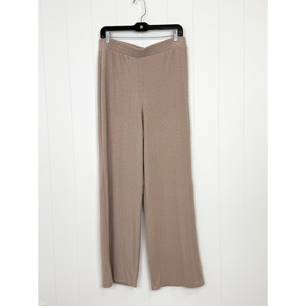 Hippie Rose Textured Cable Knit Wide Leg Pants NWOT Juniors XL Taupe Cozycore